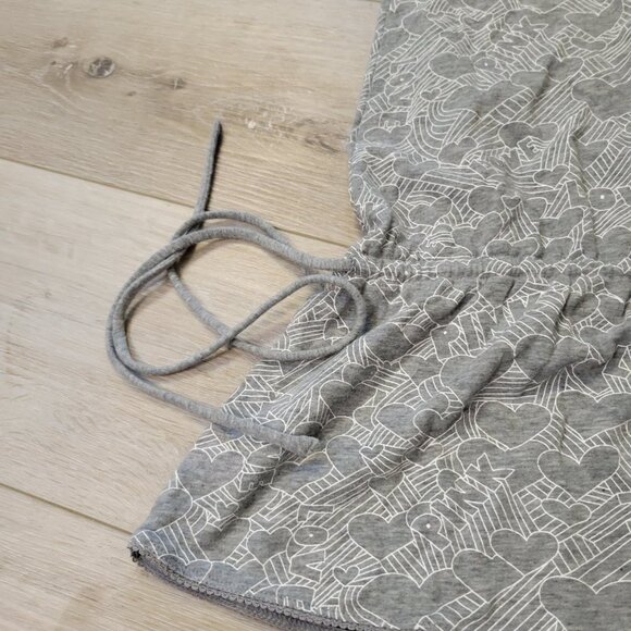 Vtg Victoria Secret PINK Gray All Over Heart Print Cover Up Sleep Tank Sz XS - Picture 9 of 9